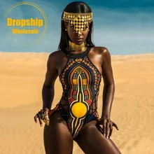 Африканский цифровой женский сдельный купальник, женский сексуальный купальный костюм, пляжная одежда на бретельках, купальник пуш-ап, купальный костюм размера плюс