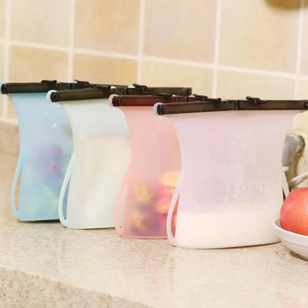 

Household Silicone Fridge Food Fresh Bag Vegetable Fruit Storage Sealed Sack