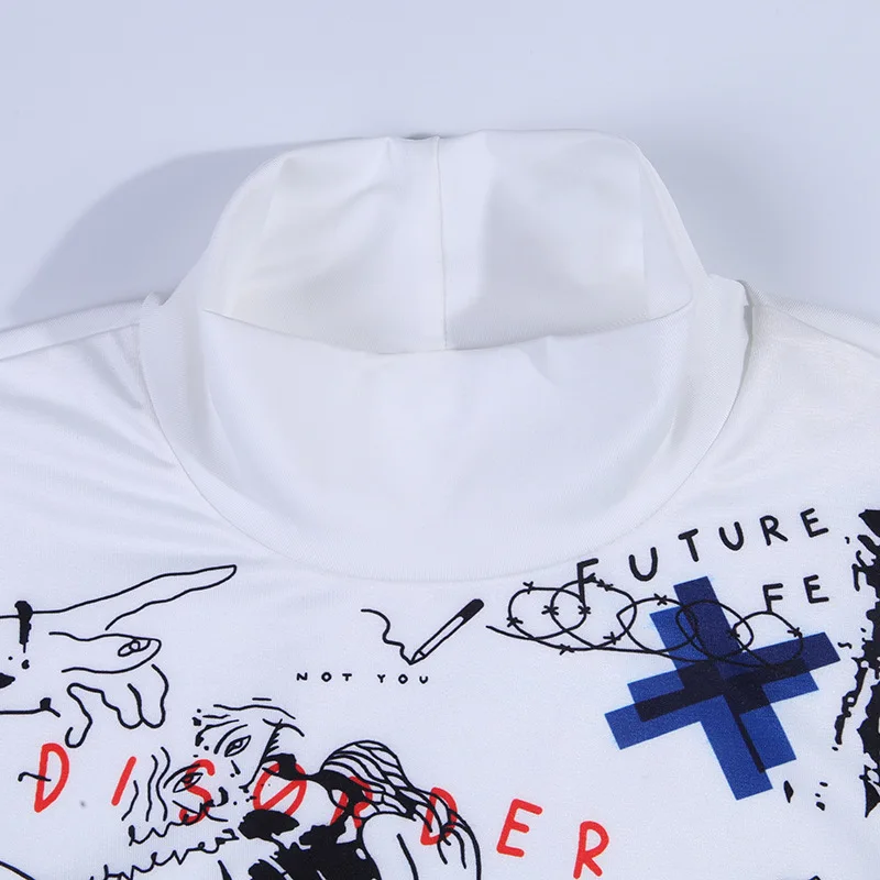 Арцу Харадзюку Футболка с принтом Водолазка с длинным рукавом укороченный топ белая футболка забавная футболка Femme женские рубашки повседневные ASTS21027