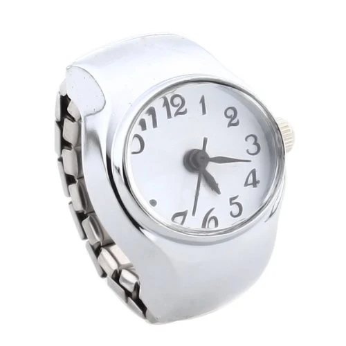 YCYS Watch Quartz Movement Oval Ring Alloy Deco Woman WHITE-in Pocket