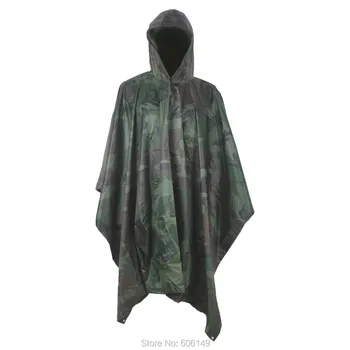 

2PCS X Multifunction Military Camouflage Rain Poncho Rainwear Packable Raincoat Waterproof Free Shipping