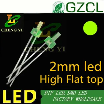 

Tower 2mm led Green indicator led diode diffused 2.0-2.2V 568-575nm 2mm dip led bulb(CE&Rosh)