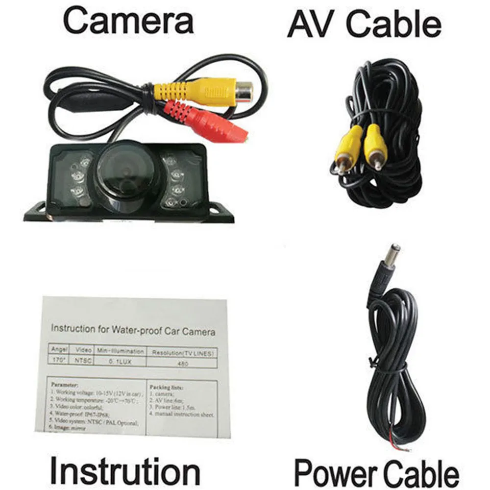 Night Vision Parking Car Rear View Wide Angle LED Reversing Camera (1)