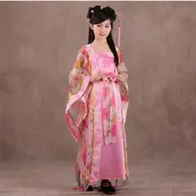 Китайский классический стиль изысканный цветочный Детский костюм Тан девушки Изящный бант древний костюм Милая Фея Hanfu фото одежда