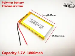 Хорошего качества 3,7 V, 1800 mAH, 703559 полимерный литий-ионный/литий-ионный аккумулятор для игрушки, POWER BANK, gps, mp3, mp4