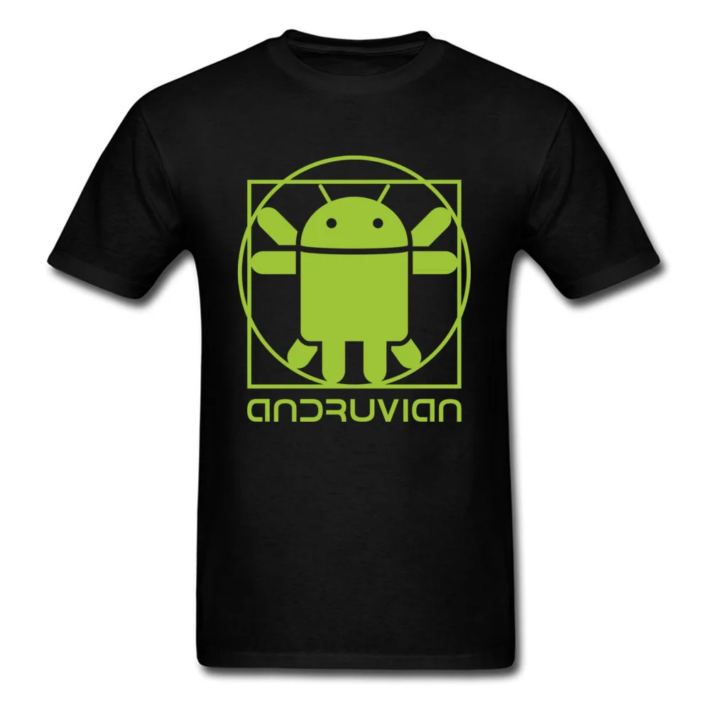  Men T Shirts Vitruvian Droid (green) Unique Tops T Shirt 100% Cotton O Neck Short Sleeve Casual Tops Tees Lovers Day Vitruvian Droid (green) black