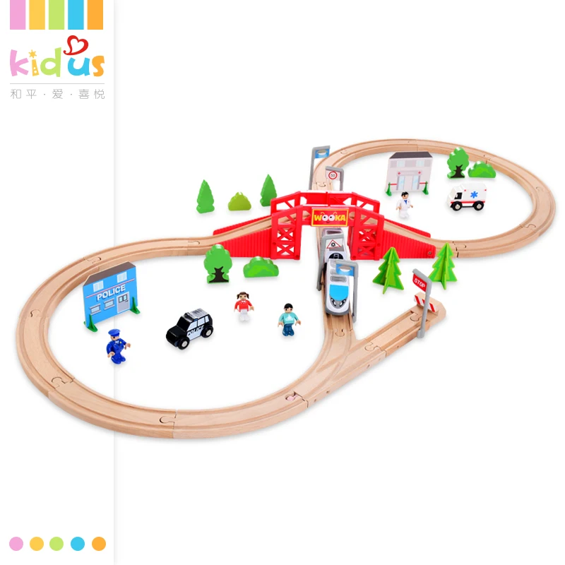 

Zalami 50Pcs Electric Wooden Train Set High Quality Wooden Railway Track City Diecast Set educational Toy Gift