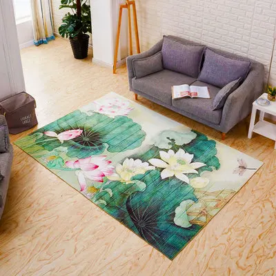 

Green Leaf Living Room Carpet Chair Yoga Mat Jacquard Sofa Floor Mats Doormat Rugs and Carpets Shaggy Area Rug for Home
