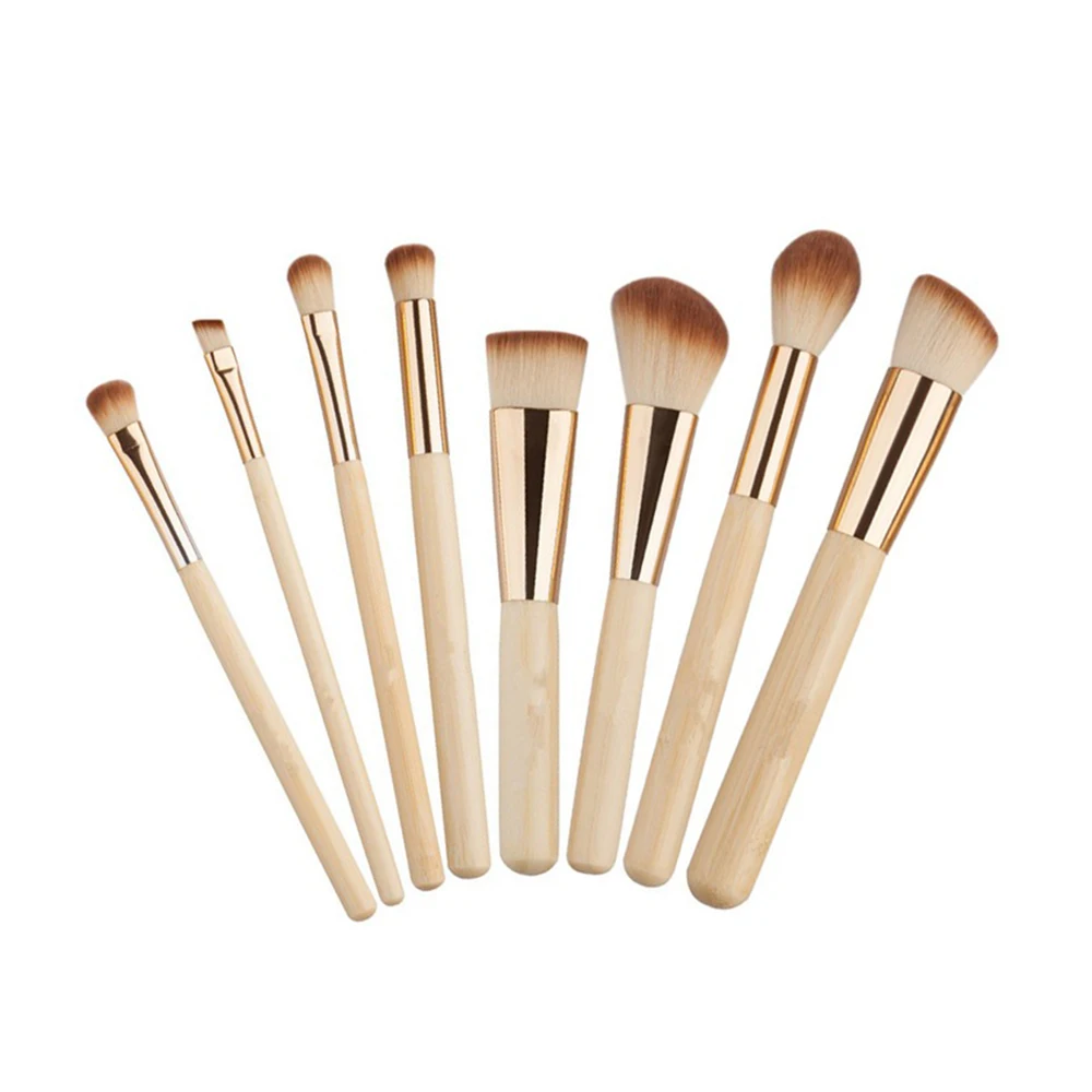 

8pcs Bamboo Makeup Brushes Kit Natural Soft Bristles Foundation Blush Eyeshadow Cosmetic Brush Make Up Tool Powder for Woman