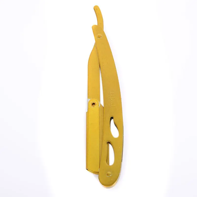 1pc High Quality Pro Stainless Steel Straight Razor Durable Folding Edge Barber Razor Gold Shaving Shaver