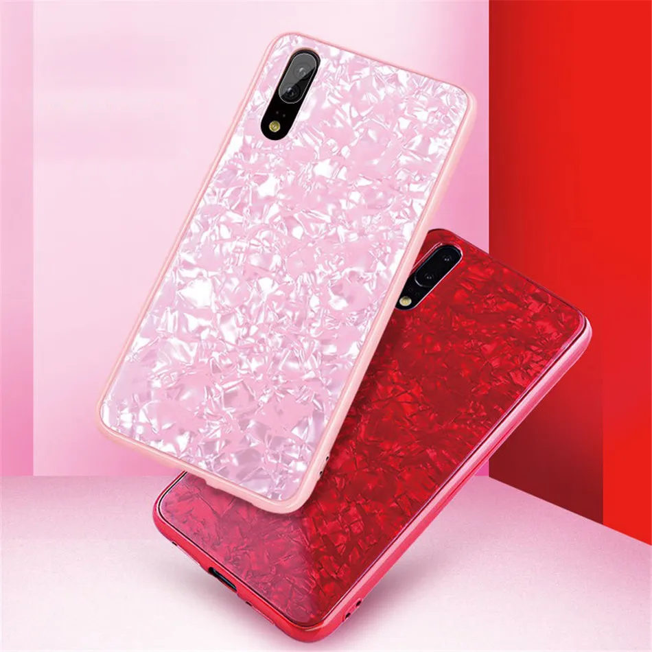 Luxury Tempered Glass Shell Pattern Phone Case For HUAWEI P20 Pro Hard PC Soft TPU Back Cover For HUAWEI P20Pro Anti-knock Capa (8)