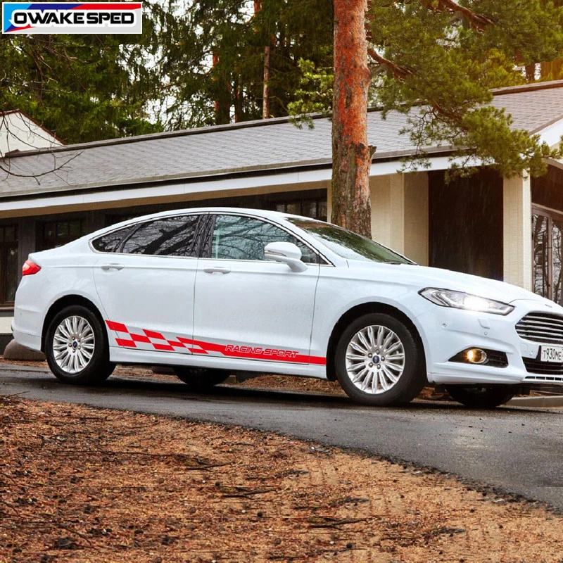 Автомобильная наклейка s Racing Sport Flag Graphics Stripes для Ford Mondeo Vignale ST на боковую юбку