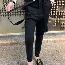 Для мужчин одежда стилист повседневные ремни Штаны подтяжки комбинезон скинни штаны-шаровары певица костюмы