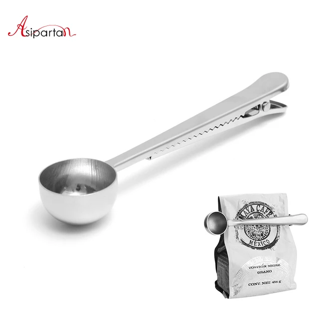 Cheap Asipartan Stainless Steel Coffee Scoop With Bag Clip For Coffee Beans Seasoning Measuring Spoon Sealing Clip Kitchen Cafe Tool Cheap Asipartan Stainless Steel Coffee Scoop With Bag Clip For Coffee Beans Seasoning Measuring Spoon Sealing Clip Kitchen Cafe Tool