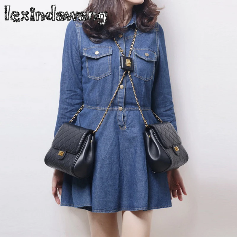 

Sheepskin Double Female Messenger Bags two in one Fashion shoulder Bag 2019 New retro Genuine Leather High Quality Bag Trapezo