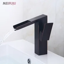 New watefall Basin Faucet Solid Brass Oil Rubbed Bronze Bathroom Sink Basin Faucets Black Mixer Tap Faucet Vessel Nickel Brushed luxury bathroom vanity tap faucet solid brass material oil rubbed bronze black antique brass copper