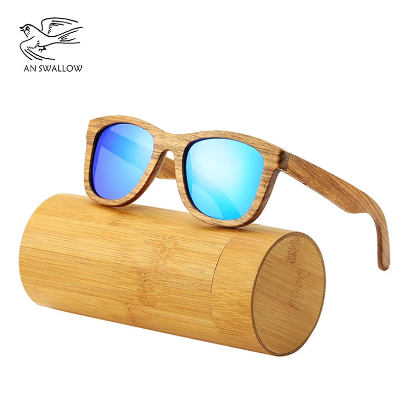 

AN SWALLOW New 100% Real Zebra Wood Sunglasses Polarized Handmade Bamboo Mens Sunglass Sun glasses Men Gafas Oculos De Sol Mader