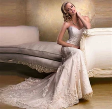 9034 Lace Wedding Gown White Lace Cheap Mermaid Wedding Dress Bride Dresses formal size 2 4 6 8 10 12 14 16 18 20 22 24 26