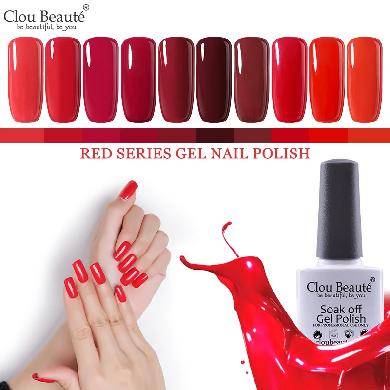 Clou Beaute Red Series Гель-лак для ногтей 10 мл Полупостоянный УФ светодиодный