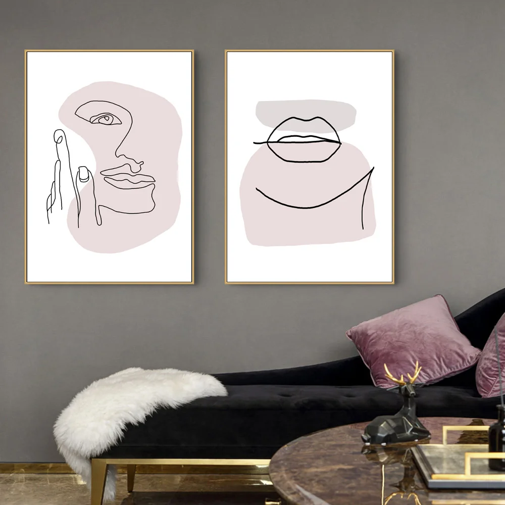 Abstract Canvas Art Print Woman Abstract Ink Lines Poster Pop Art Canvas Painting For Living Room Modern Hanging Nordic Unframed