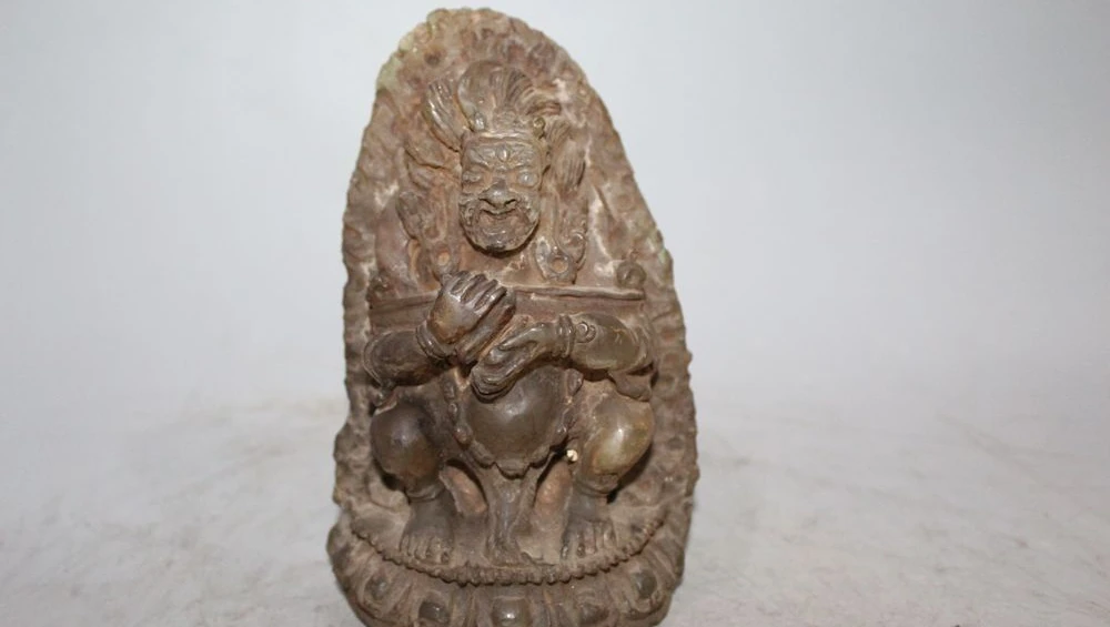 

Tibet Buddhism Temple crystal Hand carving Mahakala Wrathful Deity Buddha Statue