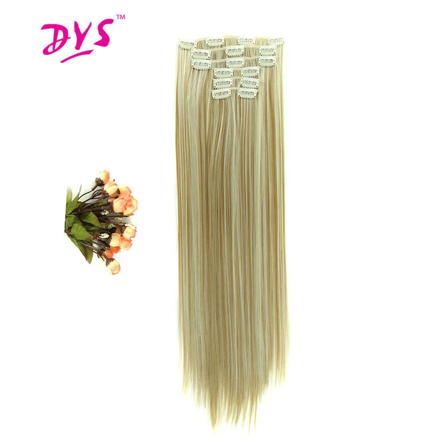 Deyngs 16clips/piece Long Straight Natural Fake Hair Synthetic Hair Extention 24inch Clip In Women Hair Pieces High Temperature Deyngs 16clips/piece Long Straight Natural Fake Hair Synthetic Hair Extention 24inch Clip In Women Hair Pieces High Temperature