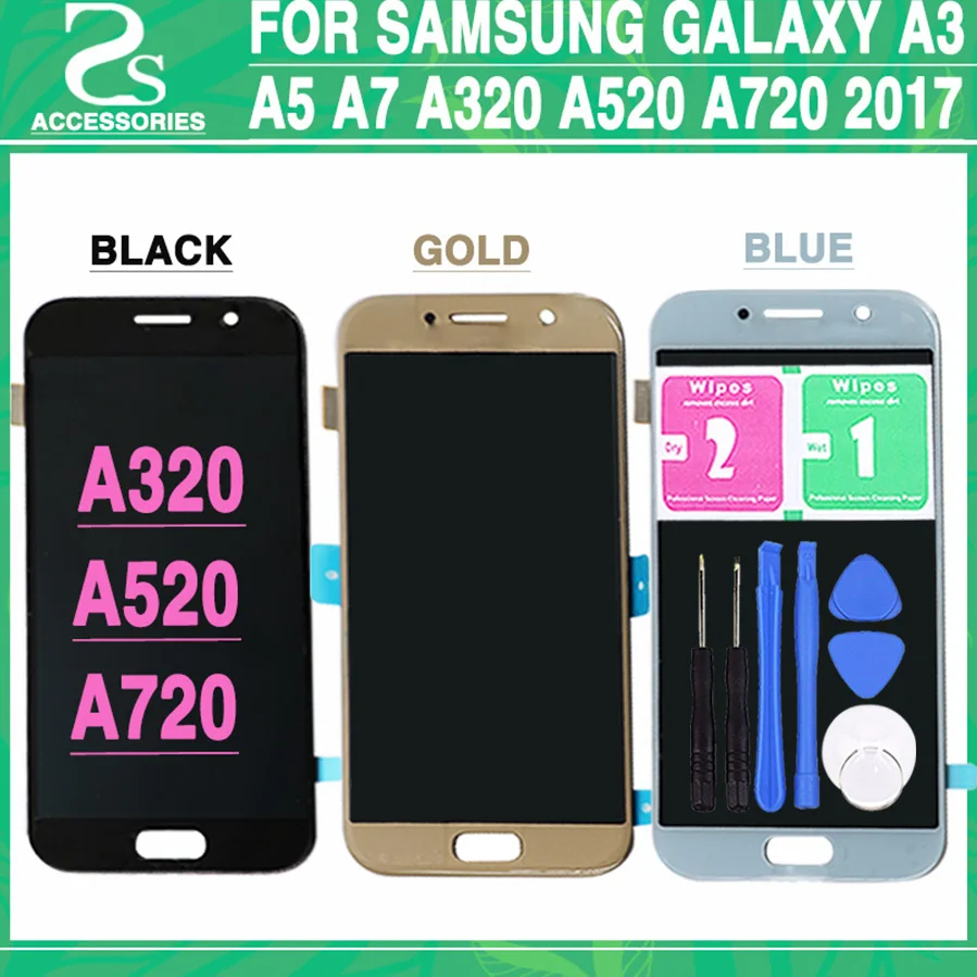 

New A320 A520 A720 LCD Touch Screen For Samsung A3 A5 A7 2017 LCD Display Digitizer Touch Sensor Glass Lens Panel