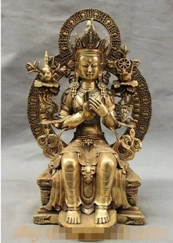 

YM 322 20" Buddhism Tibet Brass Kwan-Yin Goddess Bronze Maitreya Buddha Statue