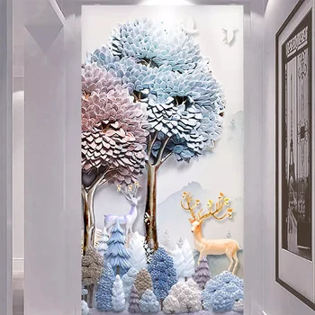 

Custom Photo Wallpaper Modern Embossed 3D Abstract Forest Elk Mural Wall Paper Roll Living Room Sofa TV Background Wall Covering