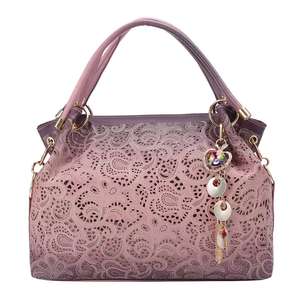 OCARDIAN, Брендовая женская сумка, открытая сумка с эффектом омбре, цветочный принт, сумки на плечо, Дамская pu кожаная сумка, красная/серая/синяя May13 - Цвет: Pink