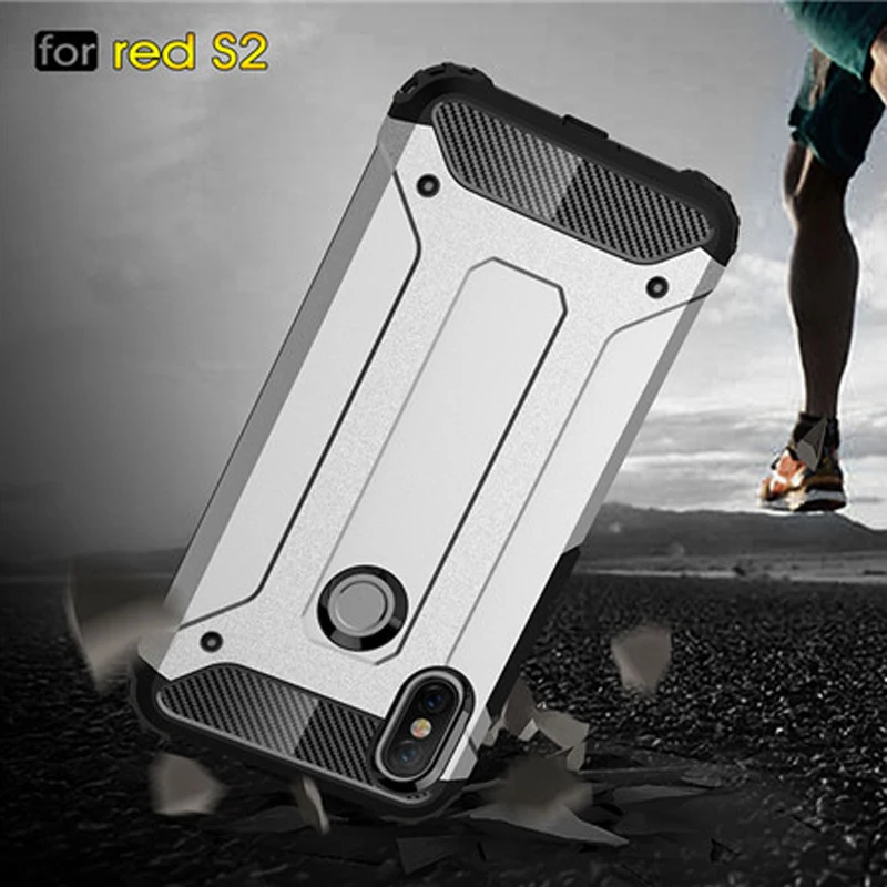 

Soft Silicon + PC Hard Armor Anti-knock Back Cover Case For Xiaomi Redmi S2