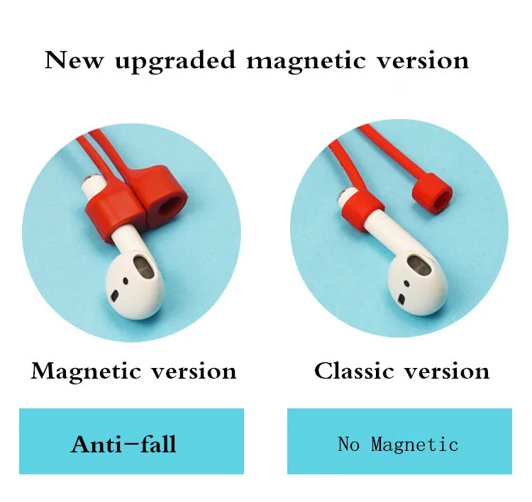 Magnetic anti-lost rope for Apple airpods wireless headset magnetic Bluetooth silicone lanyard anti-lost line Earphone Strap