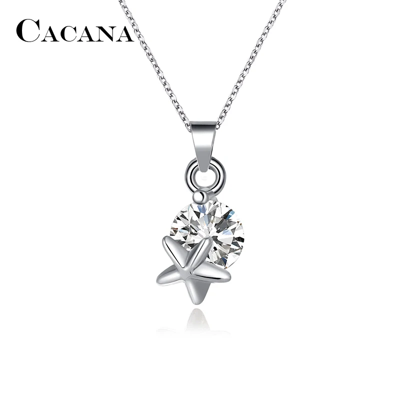 CACANA Pendant Necklaces For Women Trendy Star Cross Apple Fashion Design Metal Link Chain Long Necklace Hot Wholesale N89