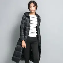 Размеры-10XL, тонкое длинное пуховое пальто, длинное зимнее пальто, плотное пуховое пальто с капюшоном