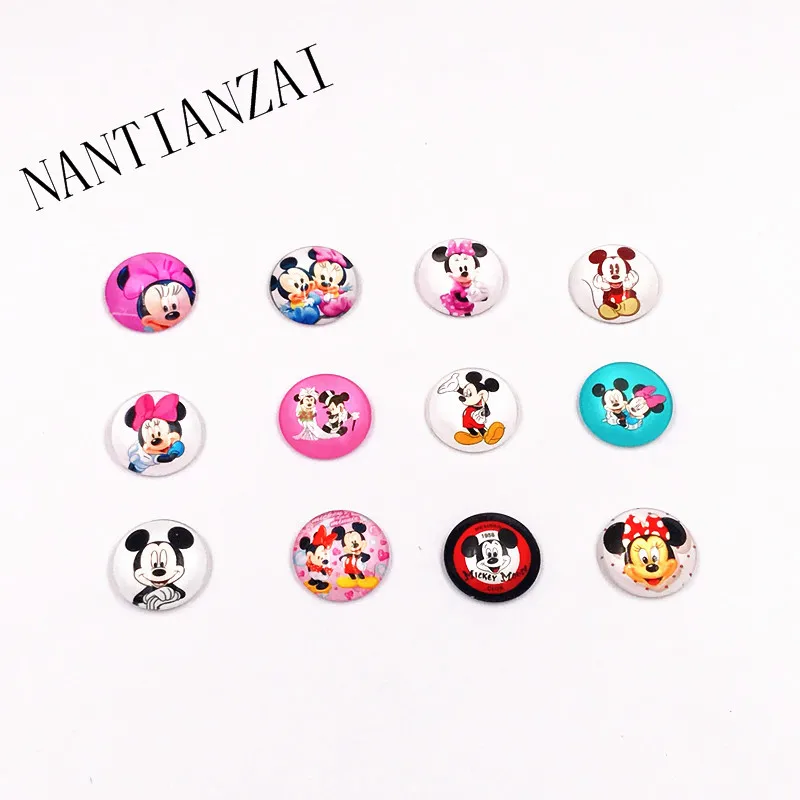 

10Pcs Cute Mickey Minnie Round Resin Decoration Crafts Flatback Cabochon Scrapbooking Embellishments Beads DIY Accessories