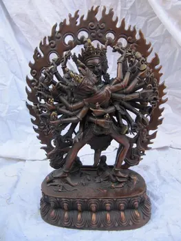 

pure bronze tibet buddhism buddha yamantaka Vajrabhairava statue