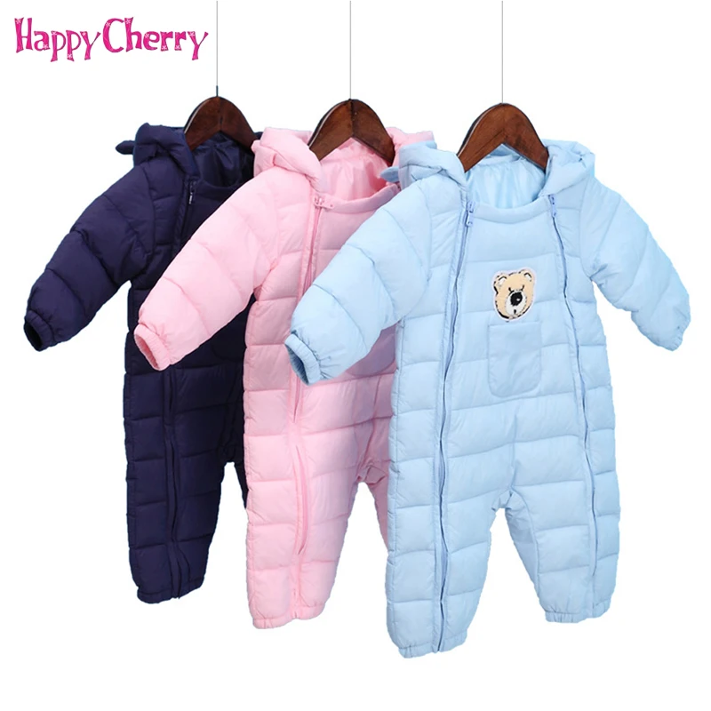 

Winter Warm Baby Girl Boy Romper Newborn Cotton Down Jacket Jumpsuits Infant Hooded Snowsuit Clothes Kids Outerwear for 0-12M