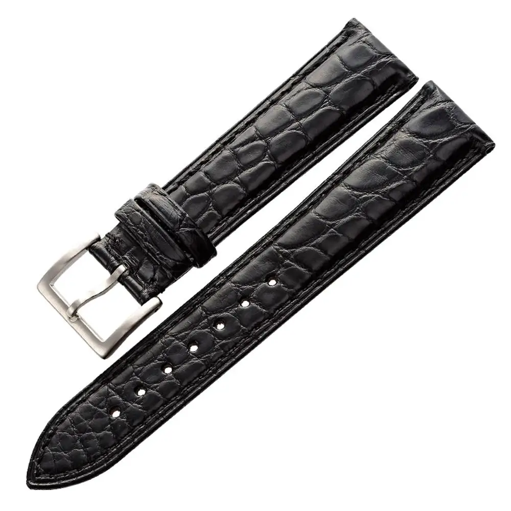 MAIKES роскошный ремешок для часов из крокодиловой кожи 14 мм-24 мм чехол для часов из натуральной крокодиловой кожи для часов IWC OMEGA Longines ручной работы - Цвет ремешка: Black A
