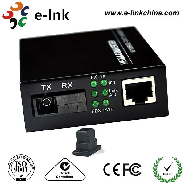 

10/100M SC singlemode dualfiber Optical Fiber Media Converter , E-LINK Fiber Media Converter LNK-1100S-FC 60KM
