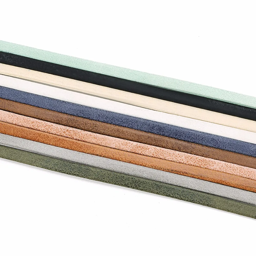 LOULEUR 5mm 5yards/roll Colorful PU Leather Cord DIY Flat Leather for Jewelry Cloth Making Decoration Finding Accessories