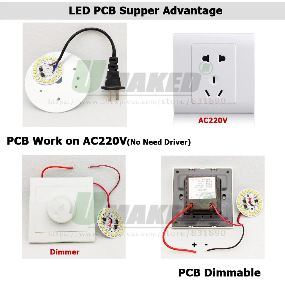 AC 220 V светодиодный PCB 15 W Dia44mm SMD2835 1350lm светодиодный модуль Алюминий лампы пластины смарт-ic Драйвер лампы панелью Dowlight источник Теплый/белый