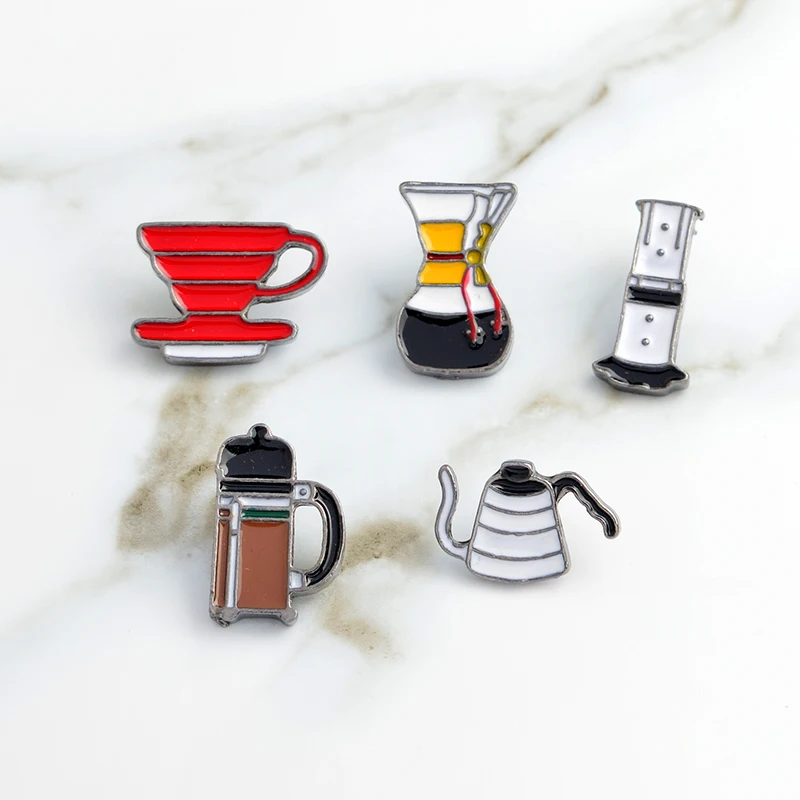 Брошь на воротник в виде чашки с фильтром Chemex 5 шт./компл.|cup brooch|brooch fashionfashion brooch |