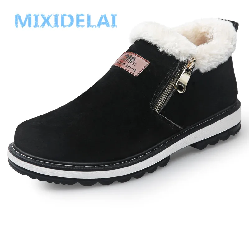 

MIXIDELAI New Arrival Fashion Winter Men's Boots Wear Resistant Handmade Ankle Boots Warm Working Boot Zipper Men Casual Shoes