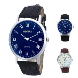 Модные мужские часы кожаный ремешок аналоговые кварцевые наручные часы для деловых людей простые круглые цифровые часы циферблат Reloj Hombre