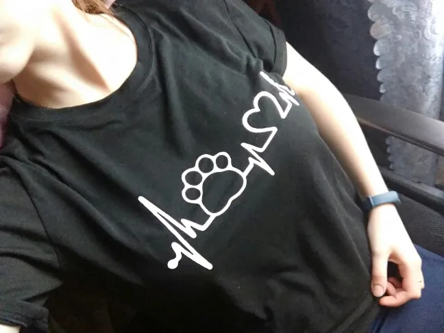 Женская хлопковая Футболка с изображением собачьей кошки и пульса|cat woman tshirt|t