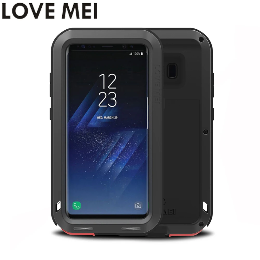 

For Samsung Galaxy S8 Case S8 Plus S8+ Powerful Cover Shockproof Case LOVE MEI Quality Hard Aluminum Metal Back Cover Phone Case