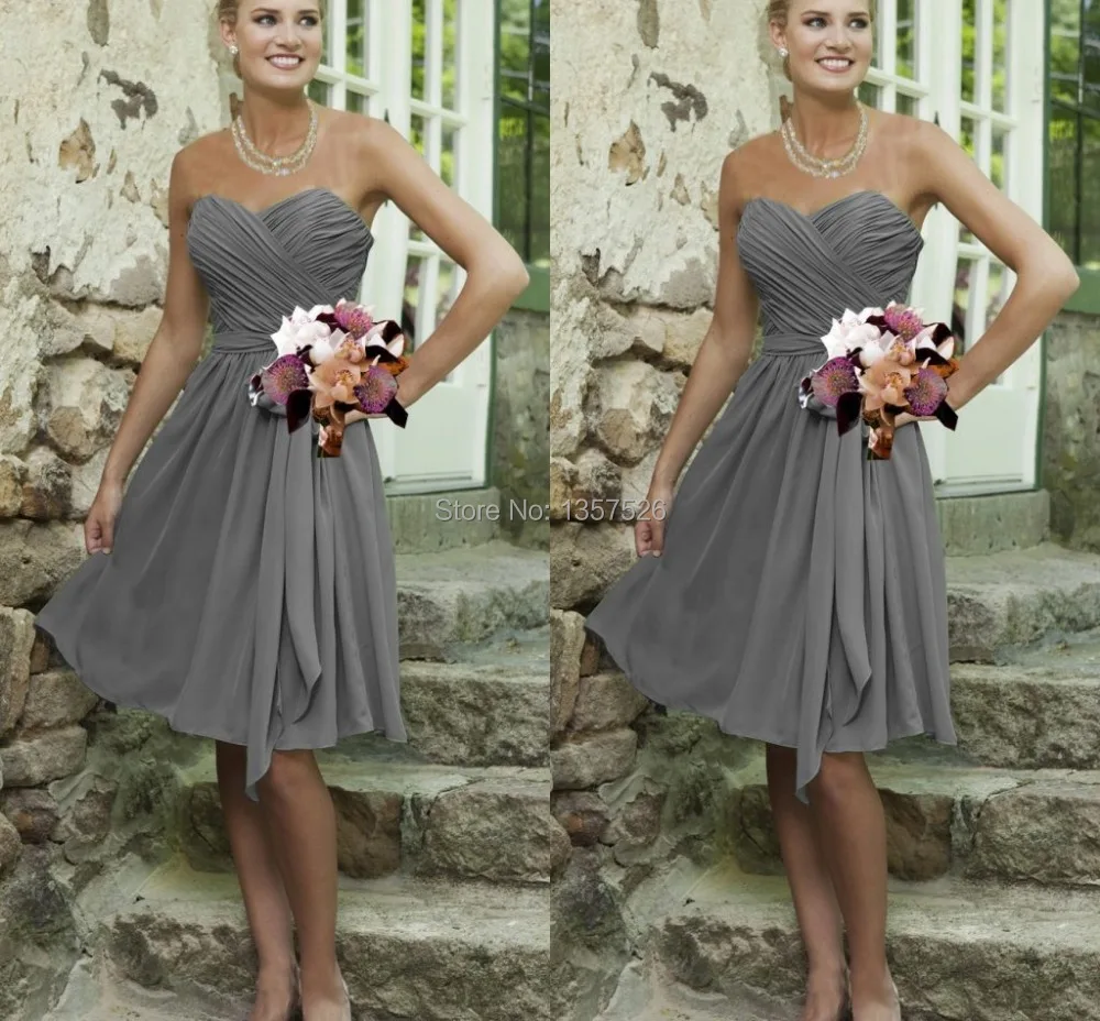 Wedding Grey Bridesmaid Dress popular silver grey bridesmaid dresses buy cheap simple knee length chiffon sweetheart a line open back ruched