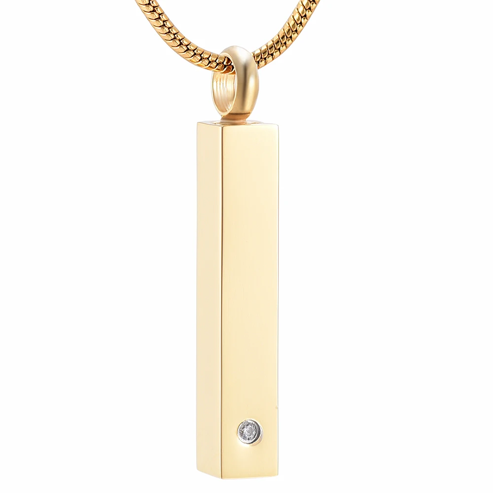 

LKJ9979 Gold Color Bar Shape Human Cremation Necklace for Women, Free Funnel Memorial Urn Ashes Jewelry Stainless Steel Pendant