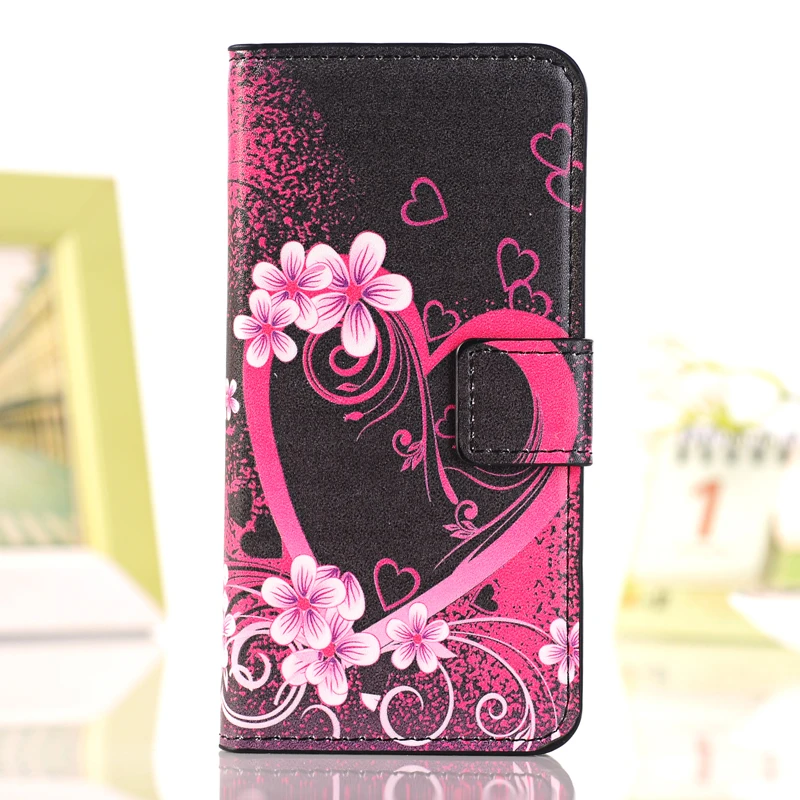 Для apple iphone 8 7 6 6 S Plus X XS MAX XR 5s SE 5 pu кожаный чехол для телефона с бабочками Fly Flower Painted flip Wallet слоты для карт - Цвет: big heart