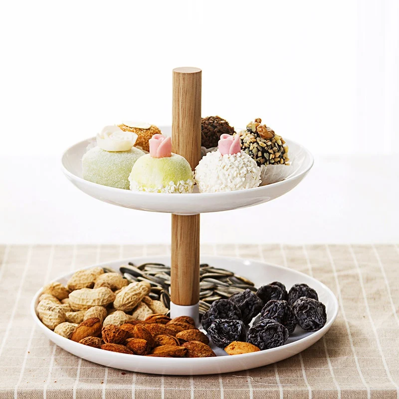 

3 Rotating Box Fruit Plates Snack Dishes Cake Plate Candy Dish Tray Ceramic Dessert Plate Tableware Decoration